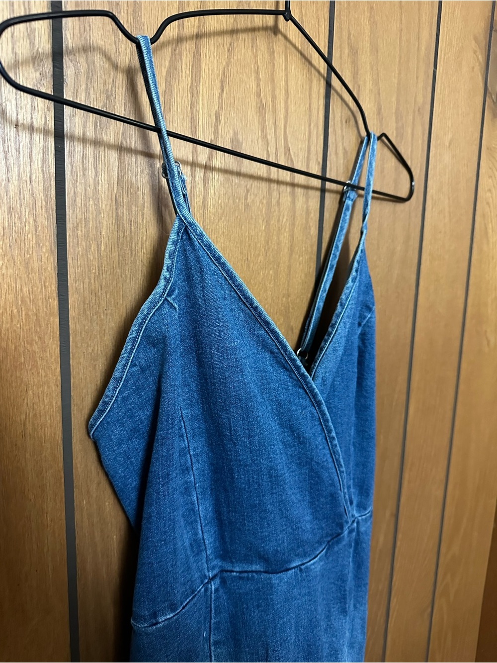 Active USA Blue Denim Mini Slip Dress with V-Neck - Picture 2 of 4